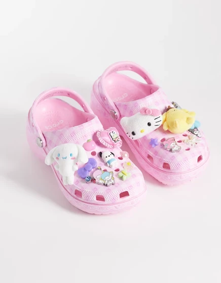 Женские сабо Crocs Hello Kitty Platform, розовая клетка