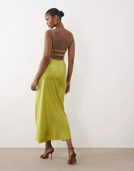 Женское миди-платье ASOS Design прямого кроя, золотисто-лимовое