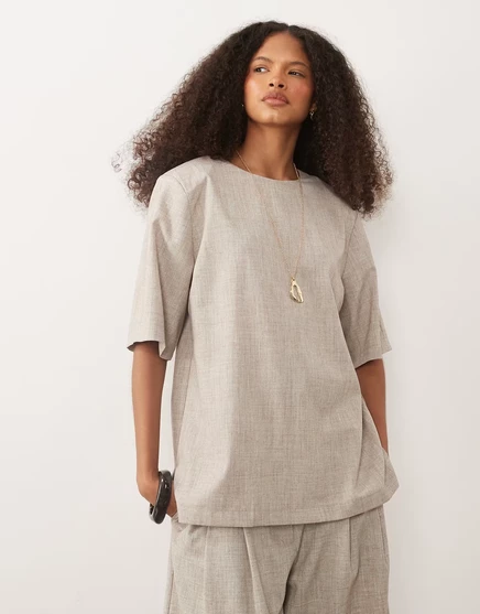 Женская футболка ASOS Design оверсайз, коричнево-бежевый
