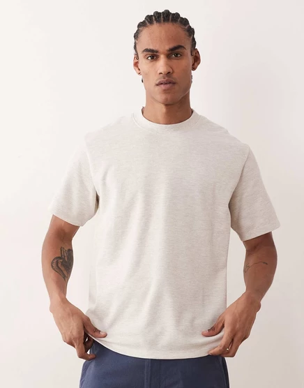 Футболка из вафельного трикотажа Jack &Jones белоснежного цвета