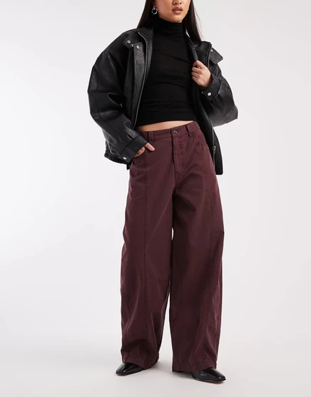 Дизайнерские брюки-бочонки ASOS сливового цвета с эффектом стирки plum