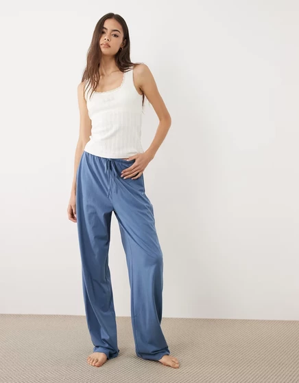 Женские пижамные брюки ASOS Tall хлопковые, джинсово-голубые