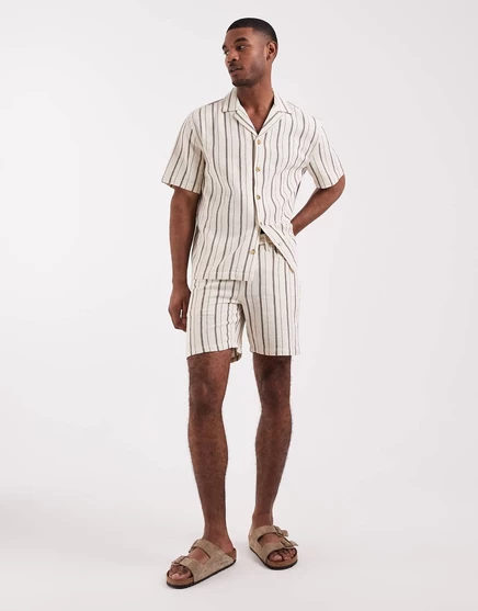 ДИЗАЙНЕРСКИЕ шорты ASOS slim fit средней длины в черно-белую полоску - часть комплекта в полоску