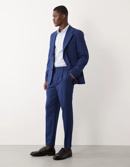 Мужские костюмные брюки ASOS Design зауженные, темно-синие