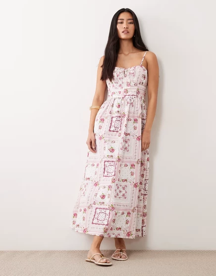 Женское макси-платье Miss Selfridge корсет, плиточный принт