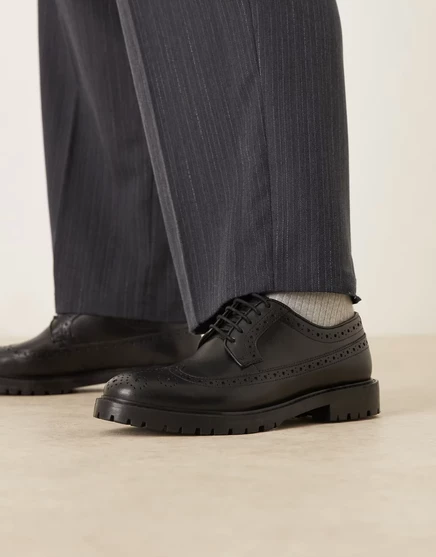Мужские броги Walk London James из кожи, чёрные