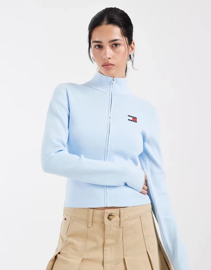 Кардиган Tommy Jeans с высоким воротом нежноголубого цвета kingly blue