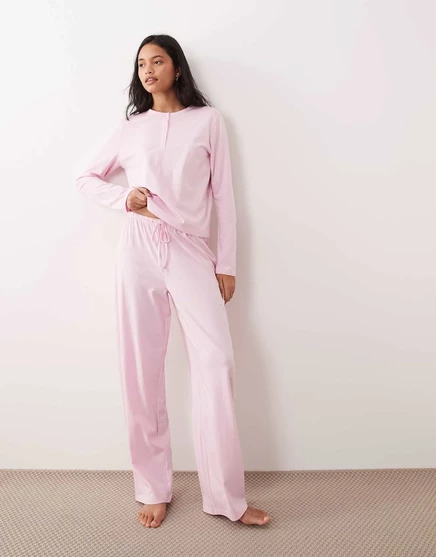 Пижамные брюки ASOS DESIGN mix &amp ;match из хлопка ярко-розового цвета