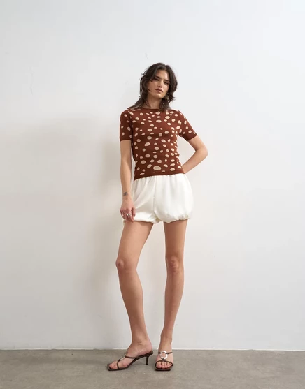 Женская облегающая трикотажная футболка TopShop с животным принтом, коричневая