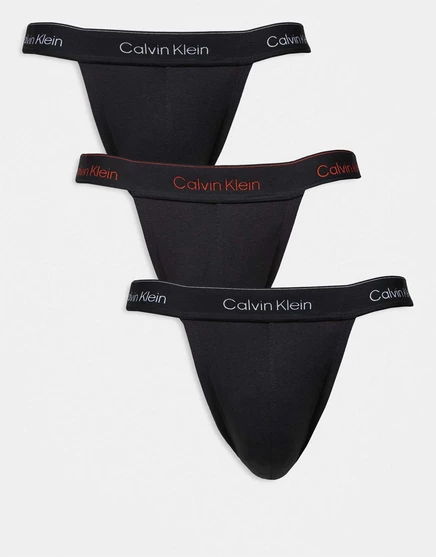 Мужские джоки Calvin Klein Icon, 3 шт., черные с цветными поясами