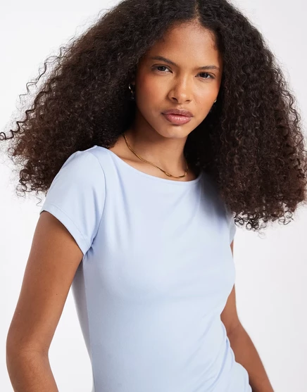 Женский бесшовный топ Hollister, светло-голубой