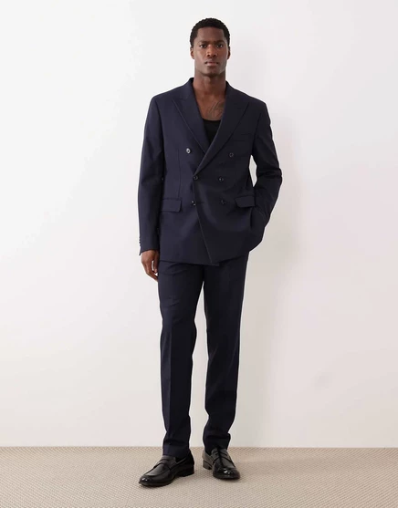 Брюки Mango slim fit темно-синего цвета на заказ - часть комплекта navy