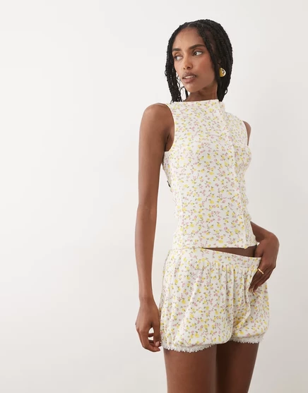Женская майка Miss Selfridge на пуговицах, цветочный принт