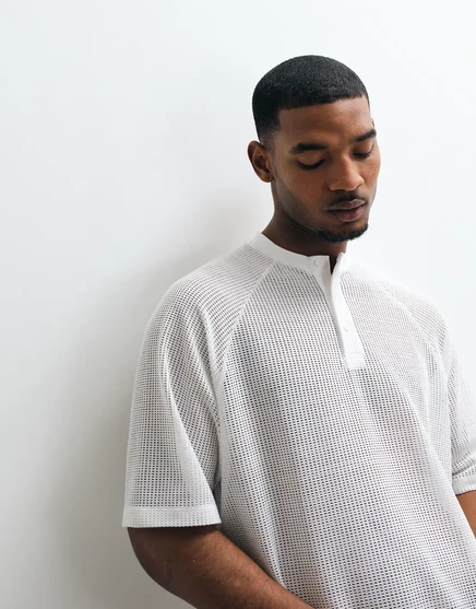 Мужская футболка ASOS Design Henley оверсайз, белая