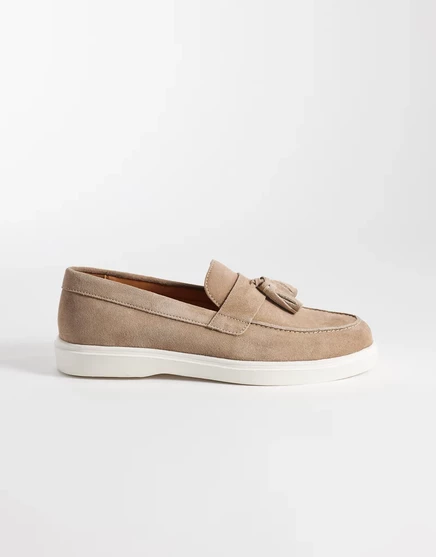 Мужские мокасины Schuh Percy с кисточками, замшевые, тауп