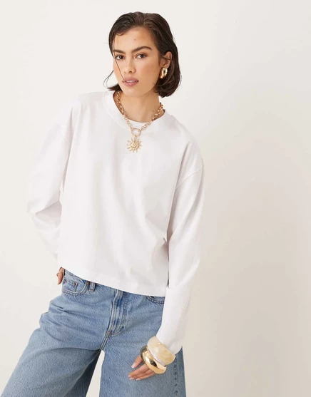 Женская укороченная футболка ASOS Design свободного кроя, белая