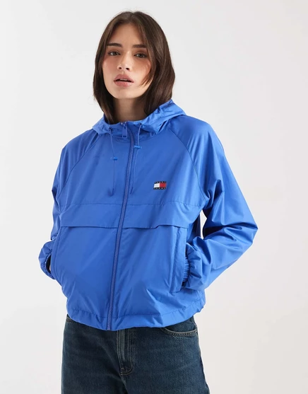 Куртка-ветровка Tommy Jeans essential с капюшоном синего цвета