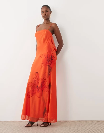Женское макси-платье ASOS Design по косой, оранжевый принт