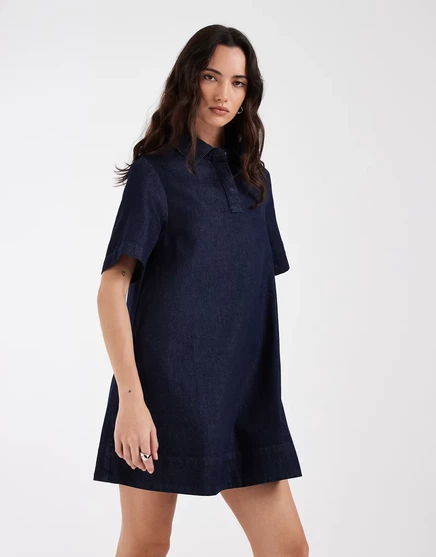 Женское платье-поло ASOS Design джинсовое, тёмно-синее