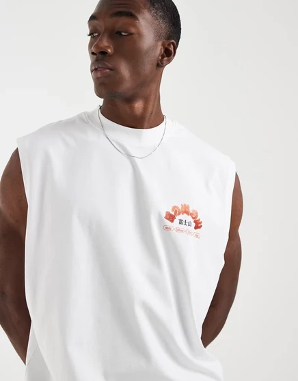 Мужская майка ASOS Design свободного кроя с горным принтом, белая