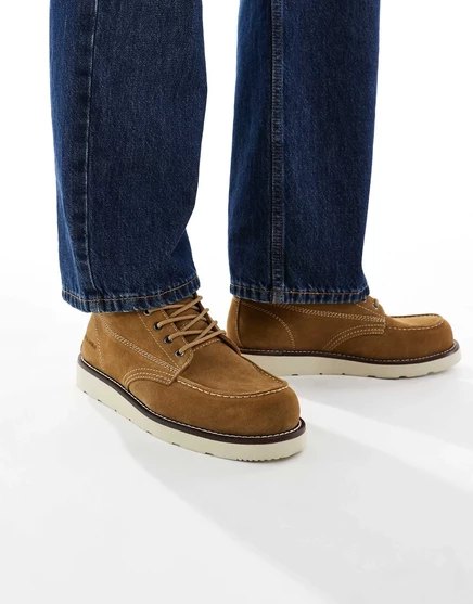 Замшевые ботинки Jack &Jones на шнуровке коричневого цвета mustard gold