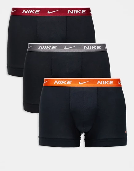 Хлопковые трусы Nike Essential из 3-х комплектов черного цвета с оранжевыми/красными/серыми поясами черный - безопасный оранжевый
