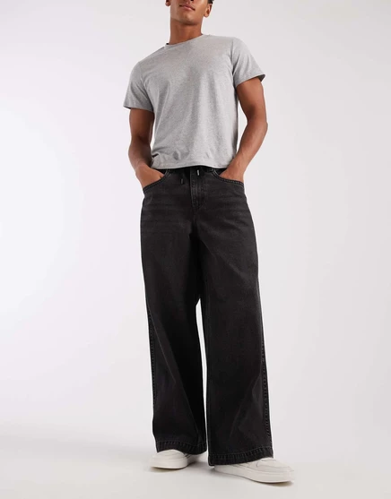 Мужские джинсы ASOS Design с шнурком, черные