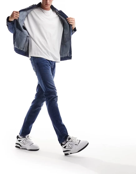 Зауженные джинсы Jack &Jones glenn темно-синего цвета mid blue