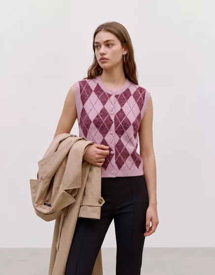 Женский жилет Vero Moda укороченный, розово-бордовый