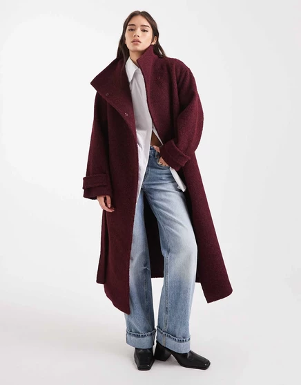 Женское длинное пальто Asos Design, бордовое