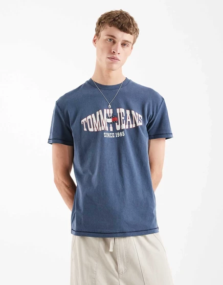 Мужская футболка Tommy Jeans с флаг-принтом, темно-синяя