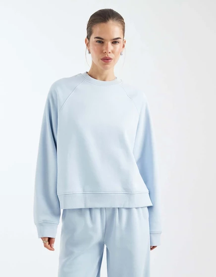 ДИЗАЙНЕРСКАЯ толстовка оверсайз с откидной спинкой от ASOS и деталью в виде реглана нежно-голубого цвета