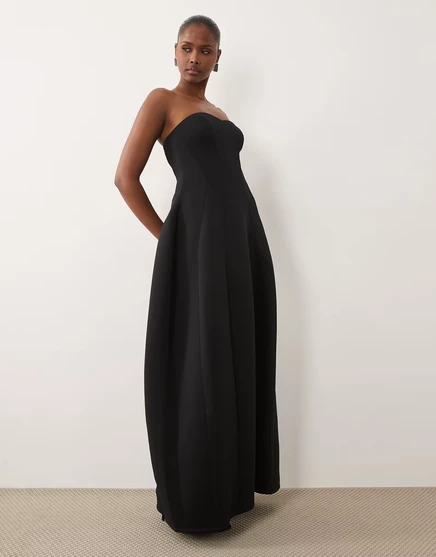 Женское макси-платье asos design бандо объемное, черное