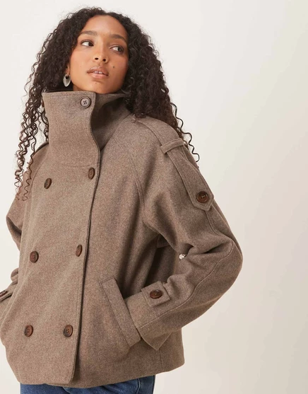 Женский укороченный тренч ASOS Design, коричневый меланж