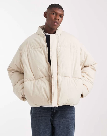Пуховик оверсайз от ASOS DESIGN цвета экрю cream