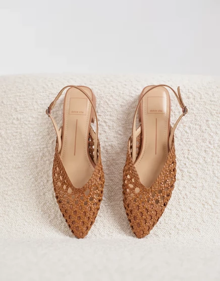 Туфли-лодочки с острым носком и плетеной спинкой Dolce Vita Birdie из коричневой кожи