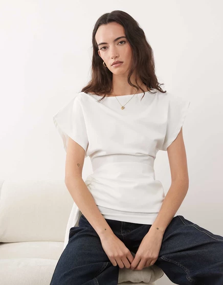 Женский топ ASOS Design с запахом и асимметричным вырезом, белый