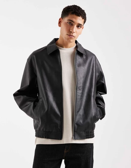Куртка-бомбер Jack &Jones из искусственной кожи черного цвета black