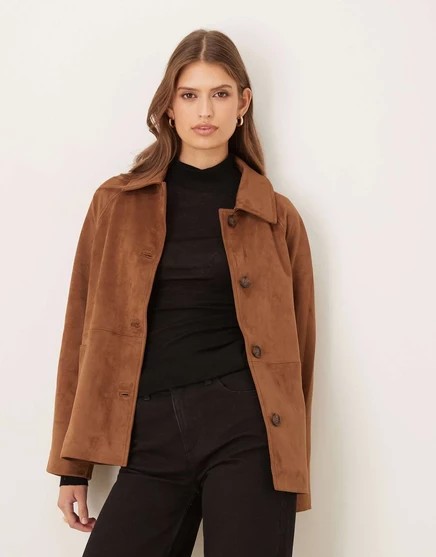 Куртка из искусственной замши Abercrombie &Fitch светло-коричневого цвета
