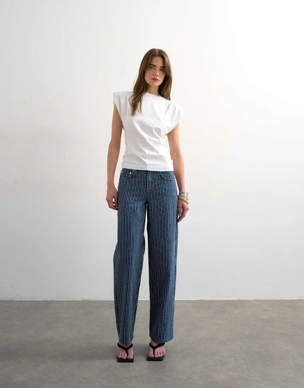 Облегающие джинсы Topshop cinch с низкой посадкой в синюю полоску