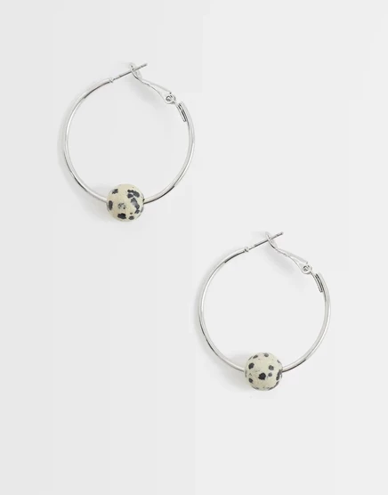 Женские серьги-кольца asos design с яшмой далматин, серебристые