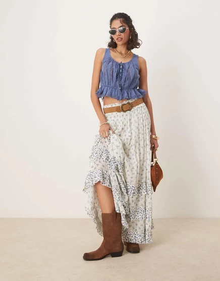 Бохо-майка Free People alana с кружевной вставкой и голубым топазом blue topaz