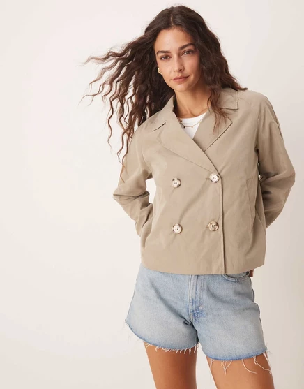 Короткий тренч JDY свободного покроя бежевого цвета beige