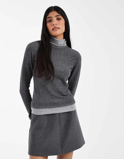 Сверхмягкий двухслойный топ с круглым вырезом от ASOS DESIGN из темно-серого вереска gray