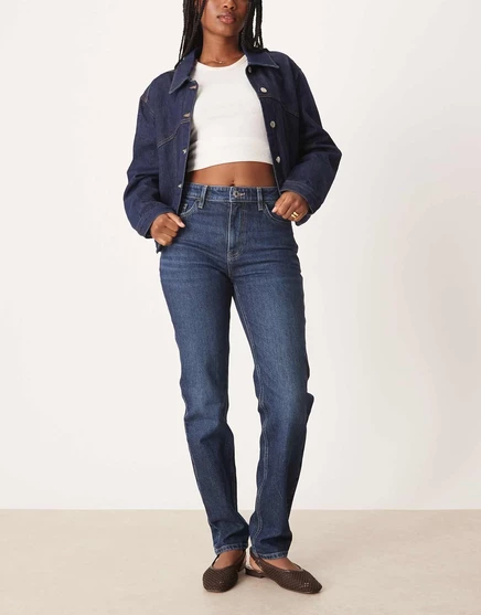 Джинсы Mango Newmom slim mom темно-синего цвета deep blue