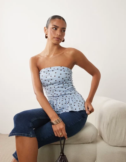 Женский топ ASOS Design бандо с баской, в горох
