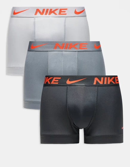 Мужские трусы-брифы Nike Essential 3 шт., микрофибра, серые с оранжевым поясом