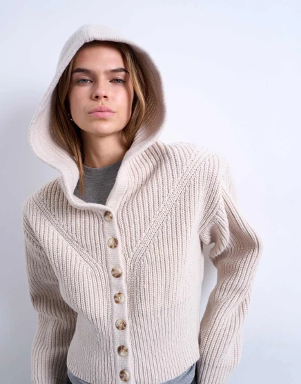 Трикотажная толстовка Topshop с подкладкой на плечах и пуговицами из овса oat