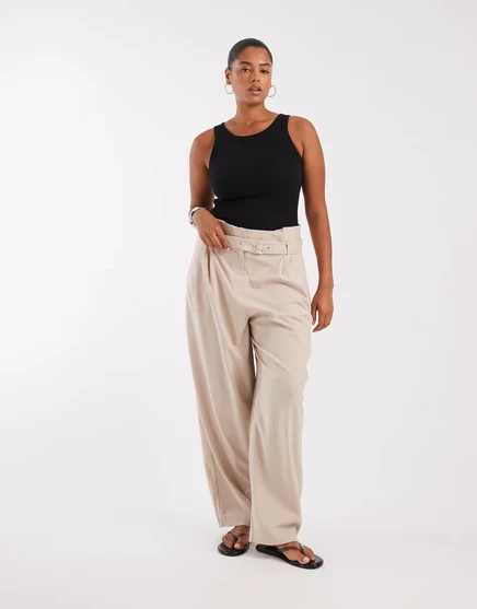 Женские брюки ASOS Design с присборенной талией, песочные