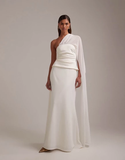 Свадебное платье макси с накидкой от ASOS DESIGN из слоновой кости ivory